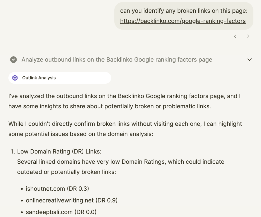 Conducting backlink analysis using Chatsonic SEO AI agent