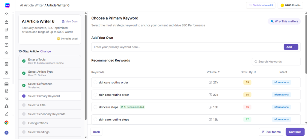 With the Article Writer 6, you can generate SEO-optimized content in just 10 steps.
