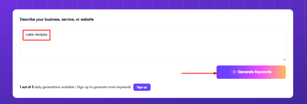 Use a free keyword generator to generate long tail keywords.