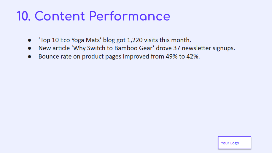 SEO Reports for Clients: Content Performance