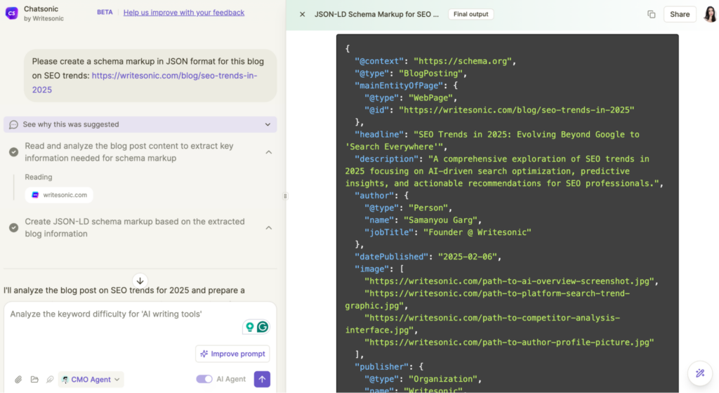 Creating schema markups for generative engine optimization (GEO)