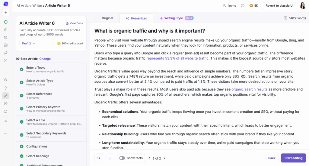 Using Writesonic's AI article writer for SEO photography