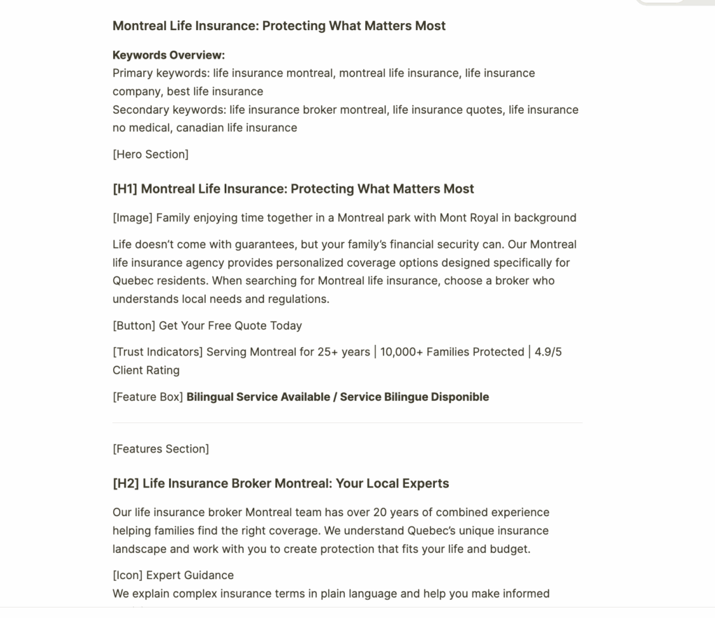 Creating landing pages for insurance agencies