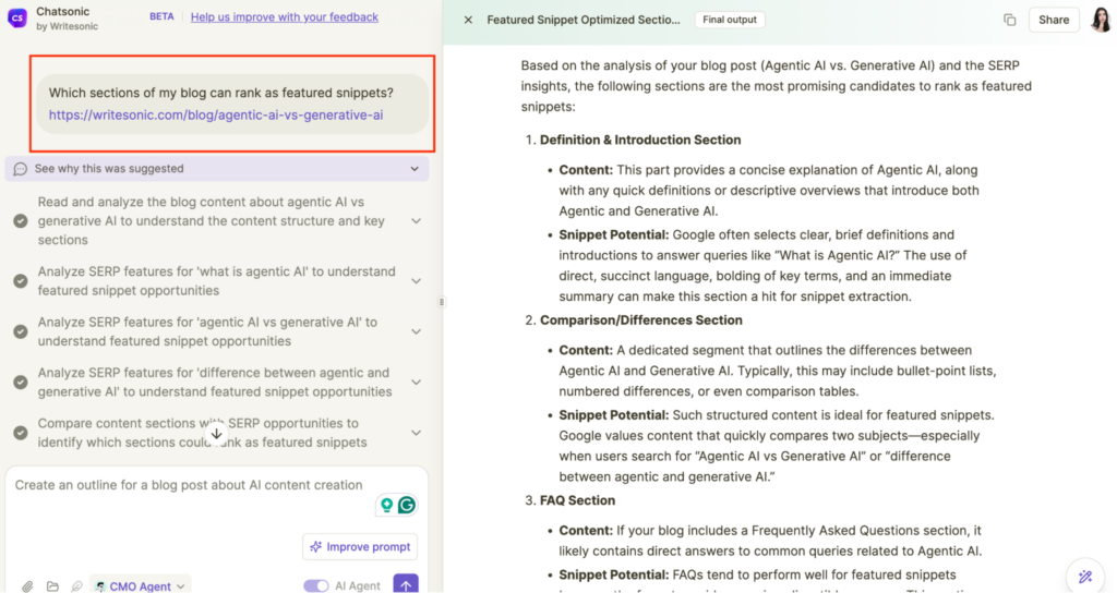 AI SEO tips: Optimizing for featured snsippets